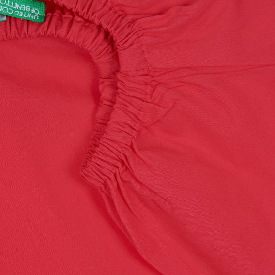 Bluză din bumbac cu mâneci scurte, roșie Benetton 268366 2