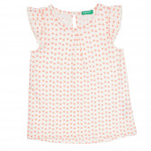 Bluză din bumbac cu bucle și accente portocalii pentru bebeluși, albă Benetton 268431 