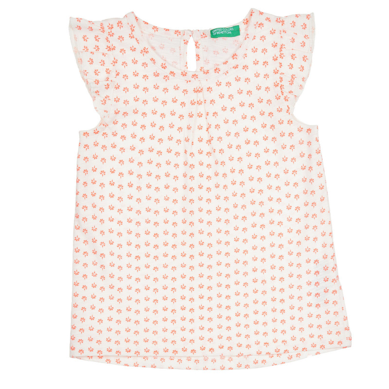 Bluză din bumbac cu bucle și accente portocalii pentru bebeluși, albă  268431