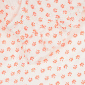 Bluză din bumbac cu bucle și accente portocalii pentru bebeluși, albă Benetton 268432 2
