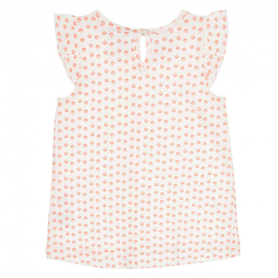 Bluză din bumbac cu bucle și accente portocalii pentru bebeluși, albă Benetton 268434 4