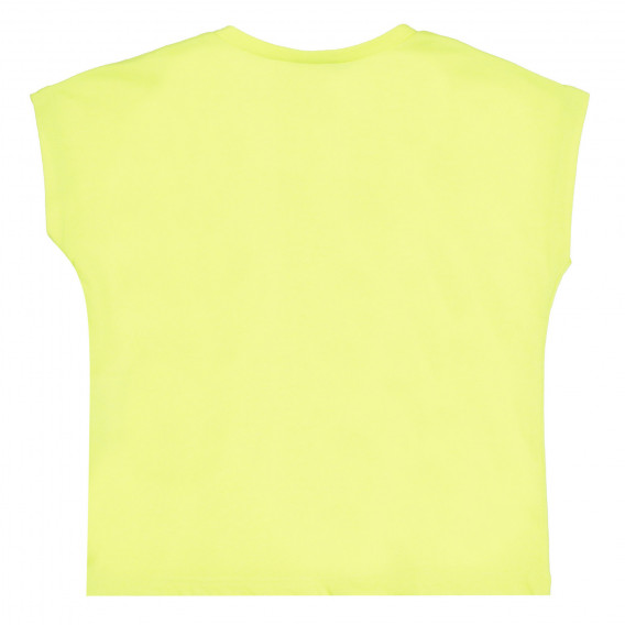 Tricou cu mâneci scurte și aplicație de căpșuni, galben Benetton 268438 4