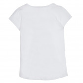 Tricou din bumbac cu imprimeu de fată, în alb Benetton 268454 4