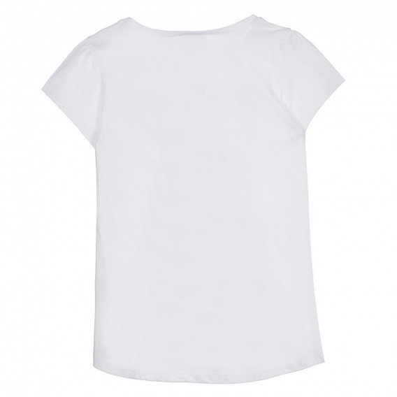Tricou din bumbac cu imprimeu de fată, în alb Benetton 268454 4