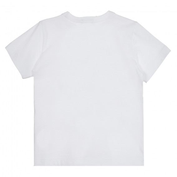 Tricou din bumbac cu imprimeu grafic, alb Benetton 268466 4