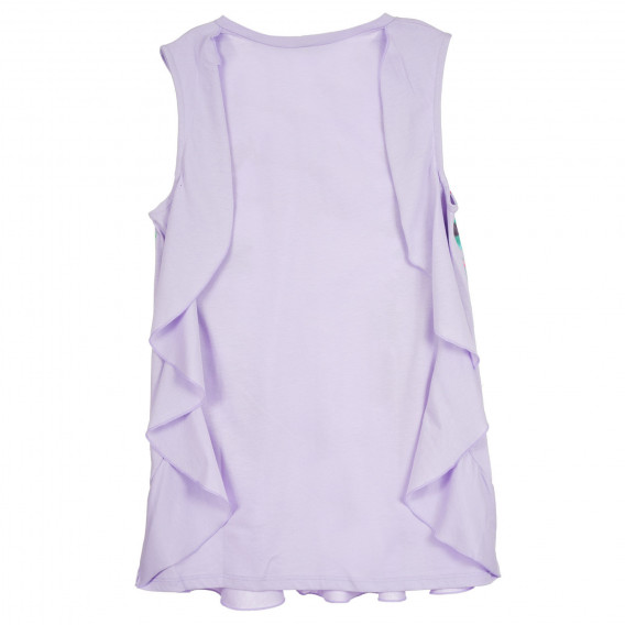 Bluză din bumbac cu bucle și motive florale, violet Benetton 268549 4