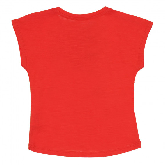 Tricou din bumbac cu imprimeu floral pentru bebeluș, roșu Benetton 268557 4