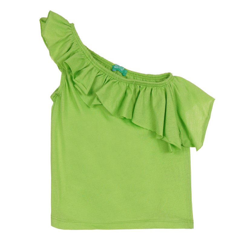 Bluză din bumbac cu o singură bretea și bucle, verde  268590