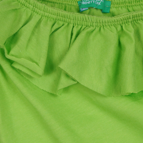 Bluză din bumbac cu o singură bretea și bucle, verde Benetton 268591 2