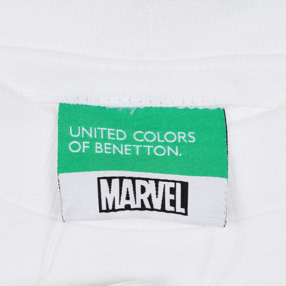 Tricou din bumbac cu imprimeu Marvel pentru bebeluș, alb Benetton 268619 3