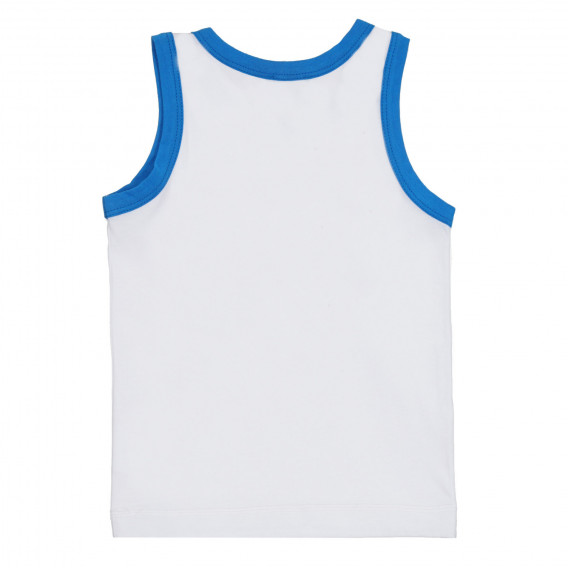 Tricou de bumbac cu accente albastre pentru bebeluș, alb Benetton 268675 4