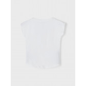 Tricou din bumbac organic cu imprimeu și inscripții, alb Name it 269515 2