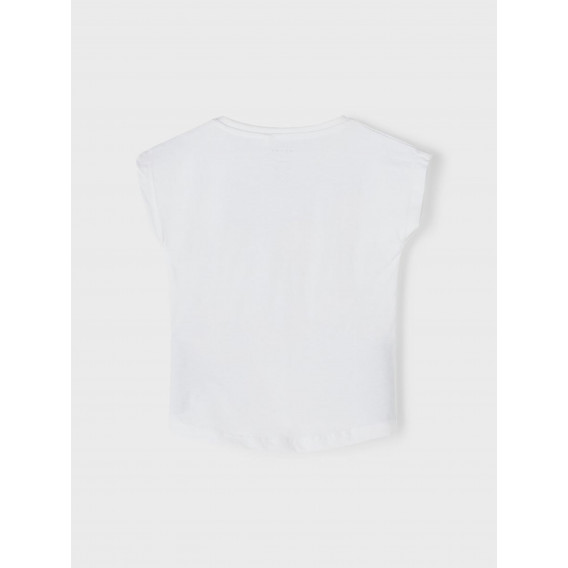 Tricou din bumbac organic cu imprimeu și inscripții, alb Name it 269515 2