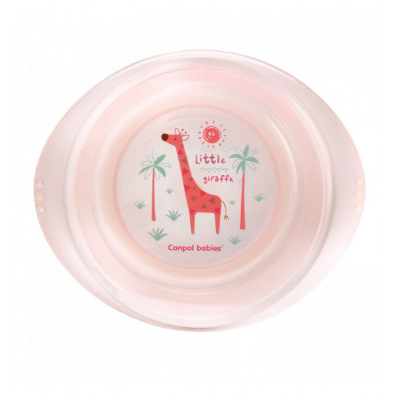 Bol transparent - girafa, plastic 320 ml, culoare roz Canpol 269610 2