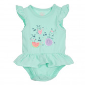 Body cu bucle și imprimeu pentru bebeluși în culoarea verde mentă Cool club 270250 