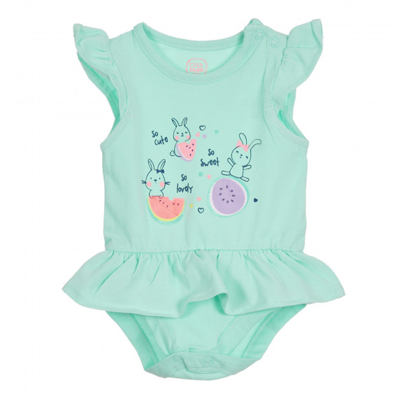 Body cu bucle și imprimeu pentru bebeluși în culoarea verde mentă Cool club 270250 