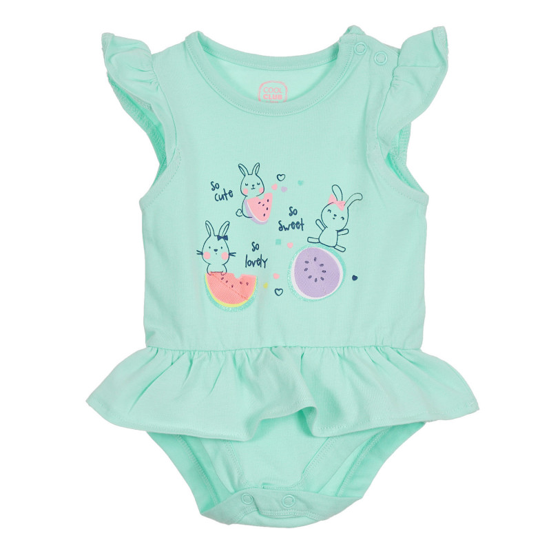 Body cu bucle și imprimeu pentru bebeluși în culoarea verde mentă  270250
