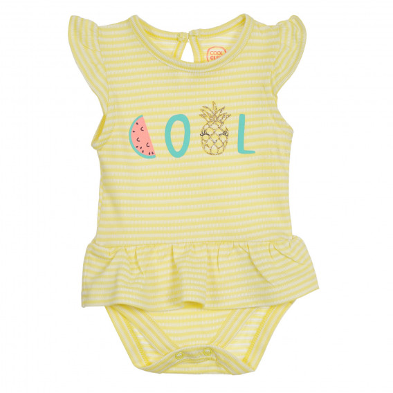 Rochie tip body cu inscripție pentru bebeluși, galbenă Cool club 270280 