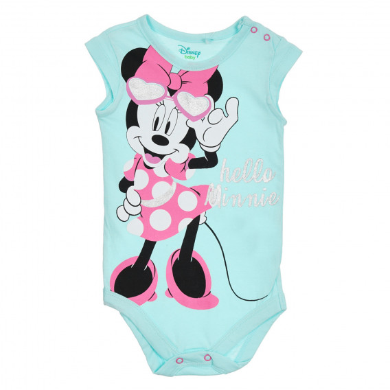 Body cu imprimeu Minnie Mouse pentru bebeluși, albastru Cool club 270332 