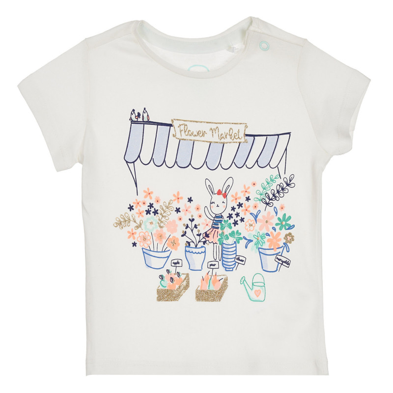 Tricou din bumbac pentru bebeluși cu imprimeu floral  270583