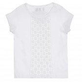 Tricou din bumbac cu dantelă tricotată, alb Cool club 270614 