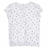 Bluză din bumbac cu mâneci scurte și imprimeu vișiniu, de culoare albă Cool club 270626 