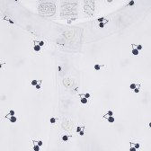 Bluză din bumbac cu mâneci scurte și imprimeu vișiniu, de culoare albă Cool club 270627 2