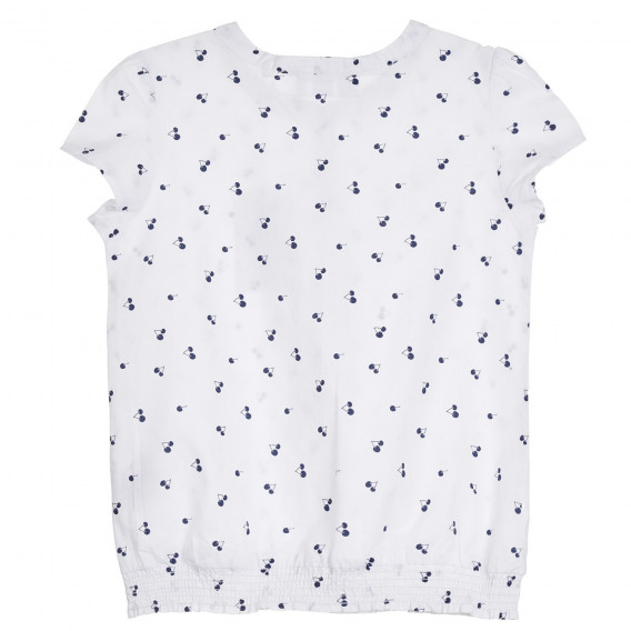 Bluză din bumbac cu mâneci scurte și imprimeu vișiniu, de culoare albă Cool club 270629 4