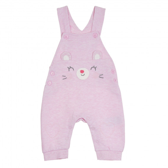 Salopetă din bumbac cu aplicație de urs pentru bebeluși, roz Cool club 270750 