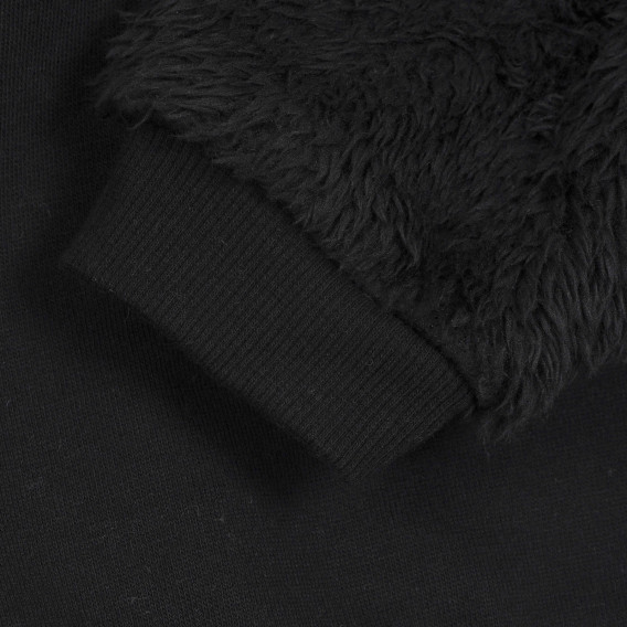 Hanorac cu mâneci pufoase și model de pisică aplicat, negru Cool club 271059 3