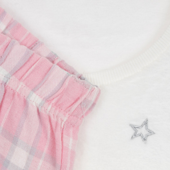 Set pijama Cool Club din bumbac cu aplicație de urs, alb și roz pentru fete Cool club 271475 4