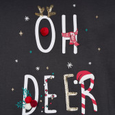 Bluză din bumbac cu imprimeu de Crăciun Oh Deer, negru Cool club 271492 2