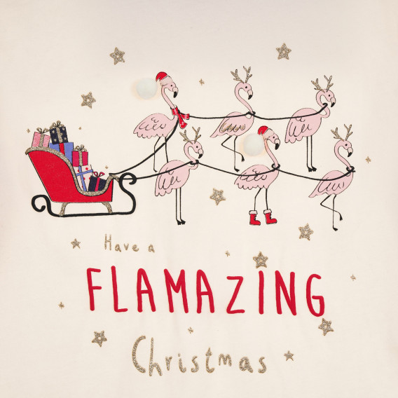 Bluză Cool Club din bumbac cu imprimeu „Flamazing Christmas”, bej, pentru fete Cool club 271522 2