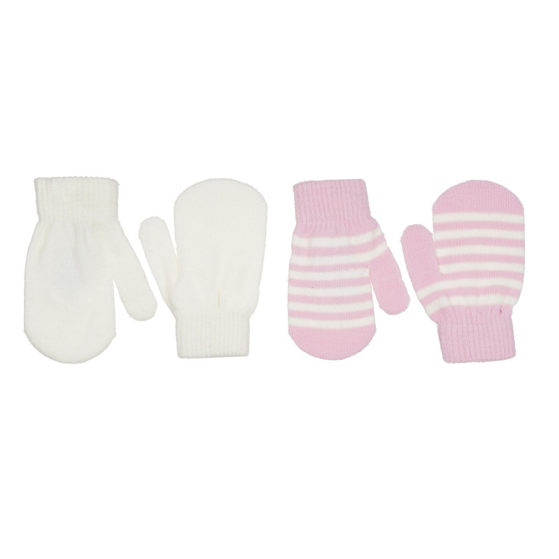Set de două perechi de mănuși pentru bebeluși în alb și roz  271617