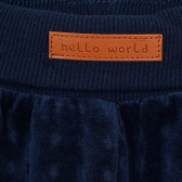 Pantaloni pentru bebeluși, albaștri cu eticheta maro Hello World Cool club 272138 2