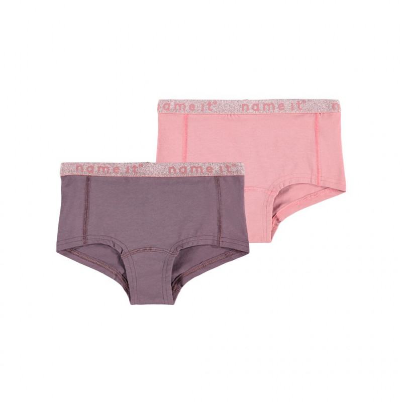 Set de două perechi de bikini din bumbac organic, roz și violet  272803