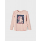 Bluză cu mâneci lungi din bumbac organic cu imprimeu, roz Name it 272812 