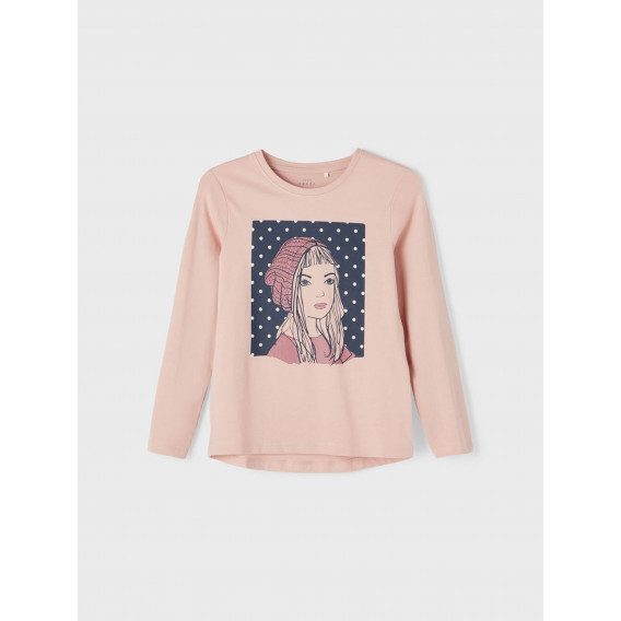 Bluză cu mâneci lungi din bumbac organic cu imprimeu, roz Name it 272812 