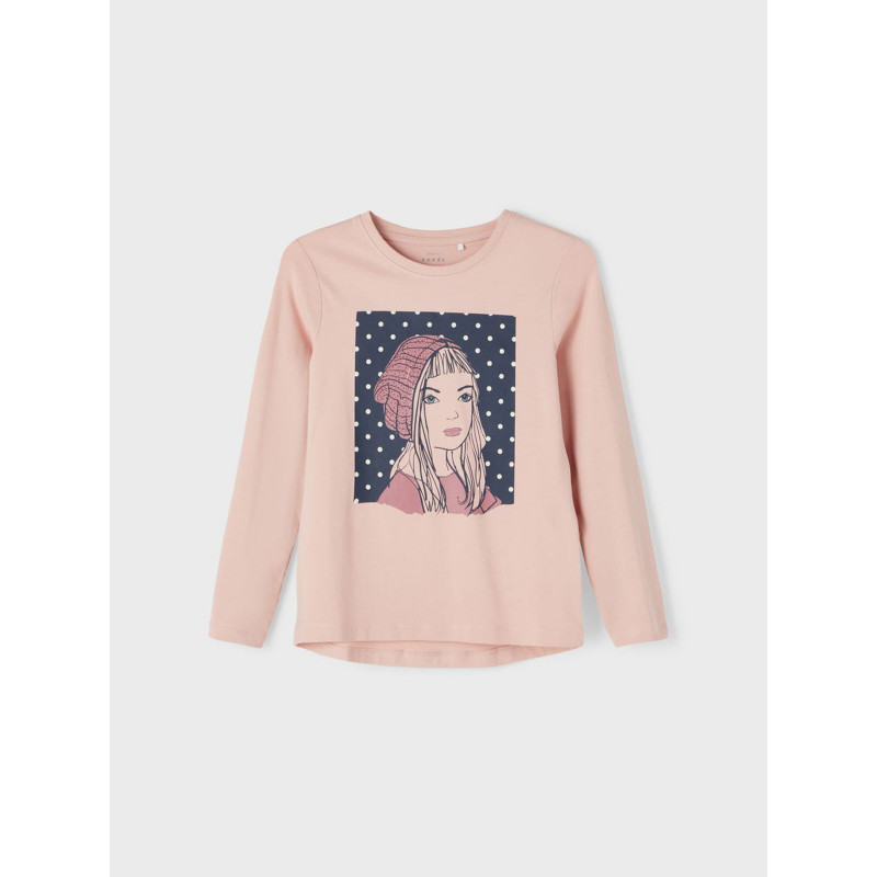 Bluză cu mâneci lungi din bumbac organic cu imprimeu, roz  272812