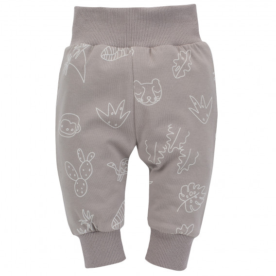 Pantaloni din bumbac cu imprimeu grafic pentru bebeluși, gri Pinokio 272947 5