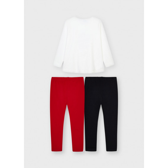 Set - Bluză din bumbac cu două perechi de colanți gri și roșii Mayoral 272992 2