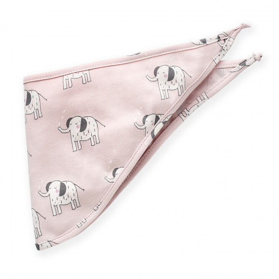 Bandană din bumbac cu elefanți, roz Pinokio 273002 
