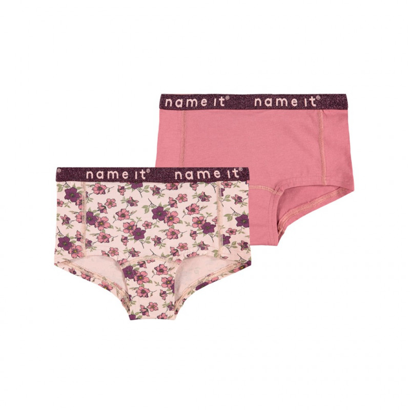 Set de două perechi de bikini din bumbac organic, roz  273520
