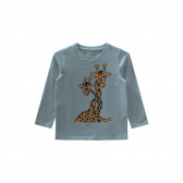 Bluză din bumbac organic cu imprimeu de girafă, albastră Name it 273530 