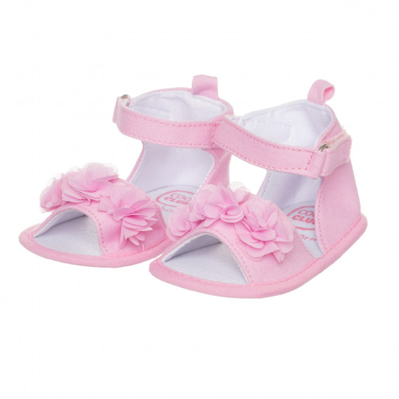 Sandale moi roz cu aplicație de flori pentru bebeluși, Cool Club Cool club 273681 