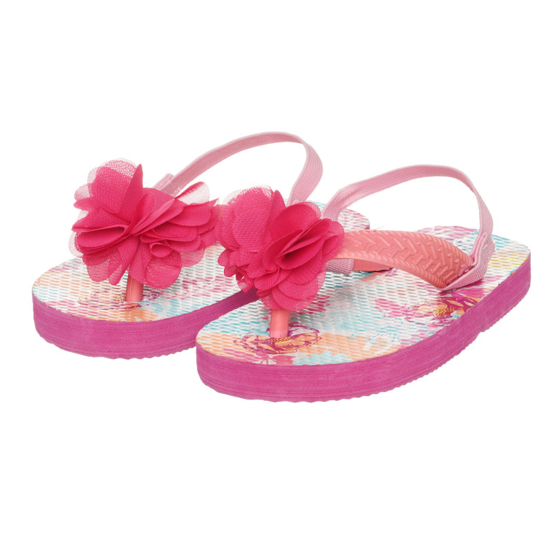 Sandale cu baretă între degete cu floare, roz  273757