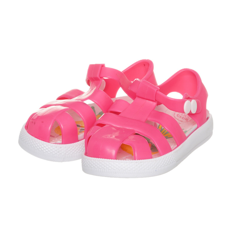 Sandale de cauciuc cu nasture tic-tac, roz  273801