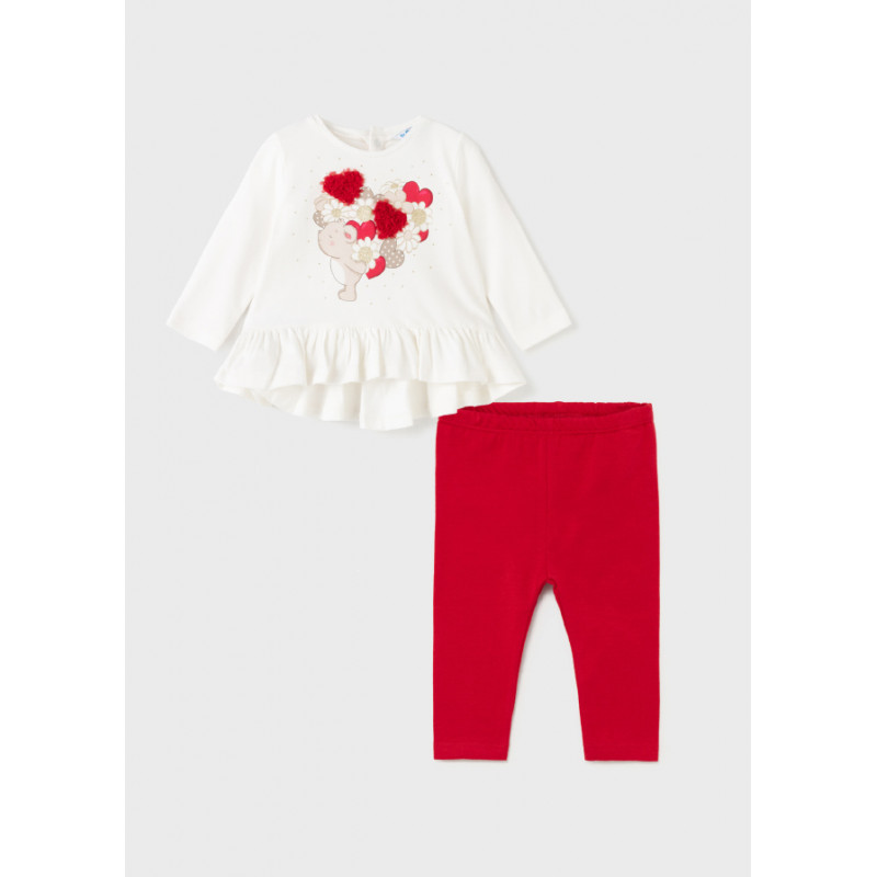 Set de bluză și colanți pentru bebeluși în alb și roșu  273864