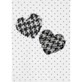 Bluză din bumbac cu imprimeu figural și inimi de paiete, albă Mayoral 273875 3