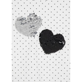 Bluză din bumbac cu imprimeu figural și inimi de paiete, albă Mayoral 273876 4